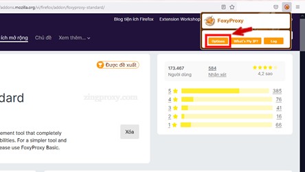 Chọn Options trong biểu tượng FoxyPoroxy
