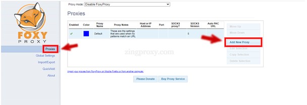 Trong phần Proxies chọn Add New Proxy