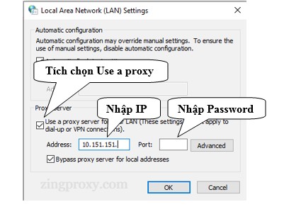 Điền các thông tin của proxy