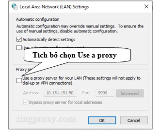 Thực hiện theo trình tự để tắt proxy
