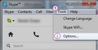 Chọn Options trong mục công cụ