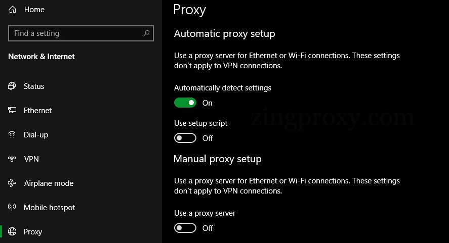 Bật Automatically detect settings