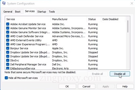 Thực hiện clean boot để xem nguyên nhân gây ra lỗi