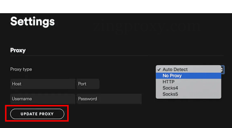 Click Update proxy để lưu thay đổi