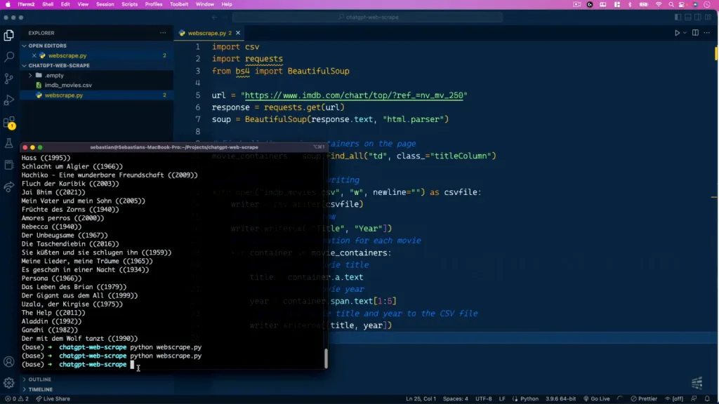 Sao chép tập lệnh từ giao diện ChatGPT và dán để chạy mã trong Python