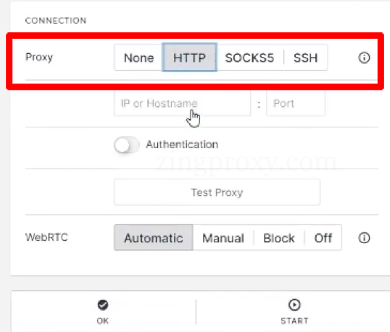 Chọn loại máy chủ proxy