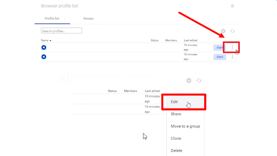 Chọn Edit để đi thay đổi proxy trong hồ sơ