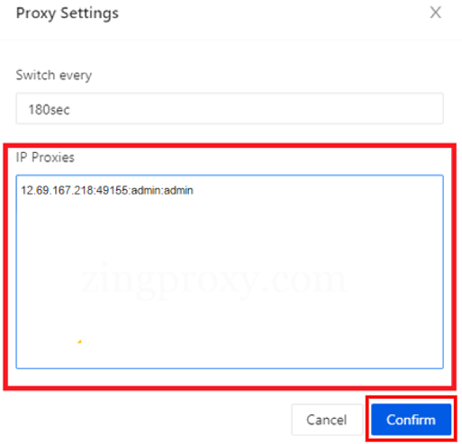 Hoàn tất cài đặt cho tác vụ trên proxy Octoparse