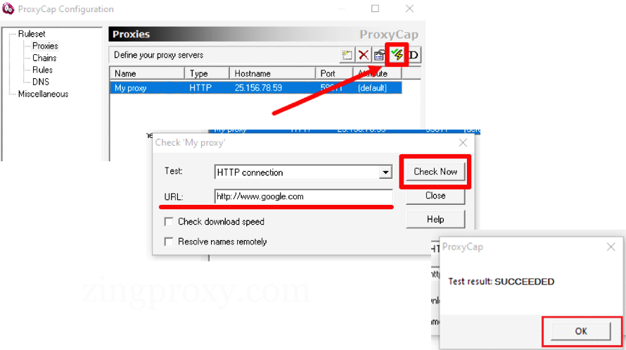 Kiểm tra hoạt động của proxy