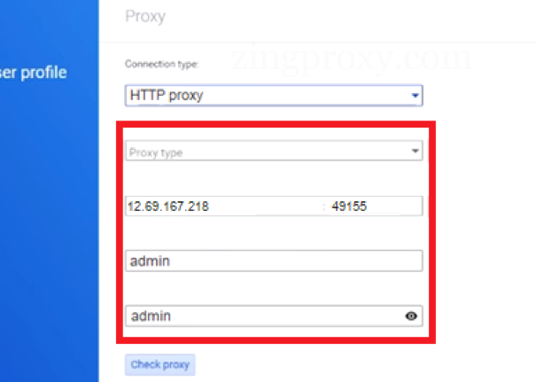 Nhập các thông tin cơ bản của proxy