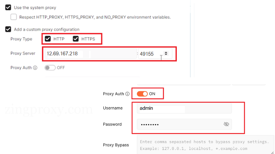 Nhập các thông tin thiết yếu của loại proxy bạn đã mua