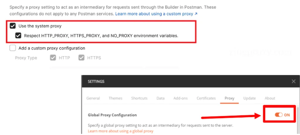 Tắt proxy trong Postman