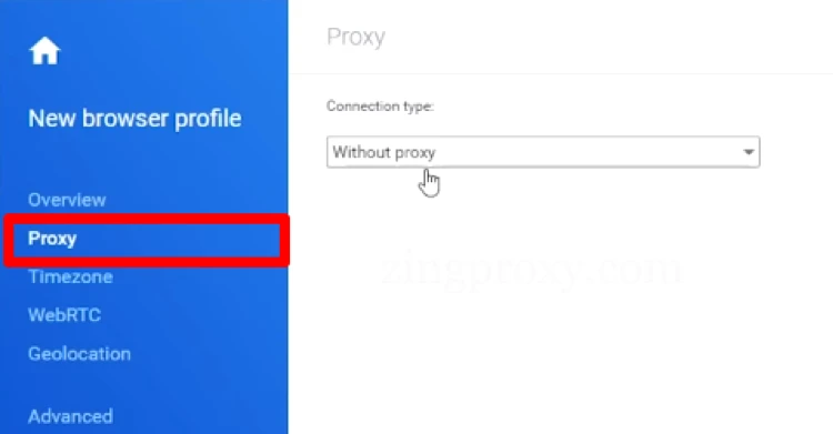 Tìm kiếm proxy trong phần My browser profile