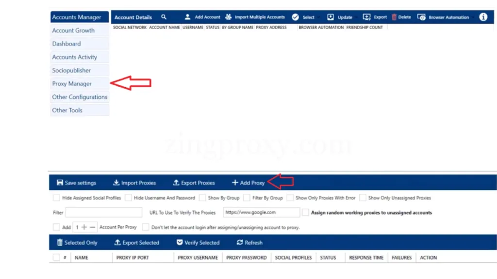 Bắt đầu với Add proxy để thêm máy chủ proxy