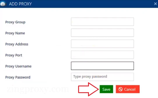 Nhập thông tin proxy đã mua và lưu lại