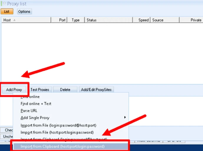 Nhập thông tin proxy theo thứ tự và chọn Add proxy