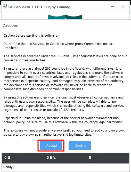 Accept để cài đặt