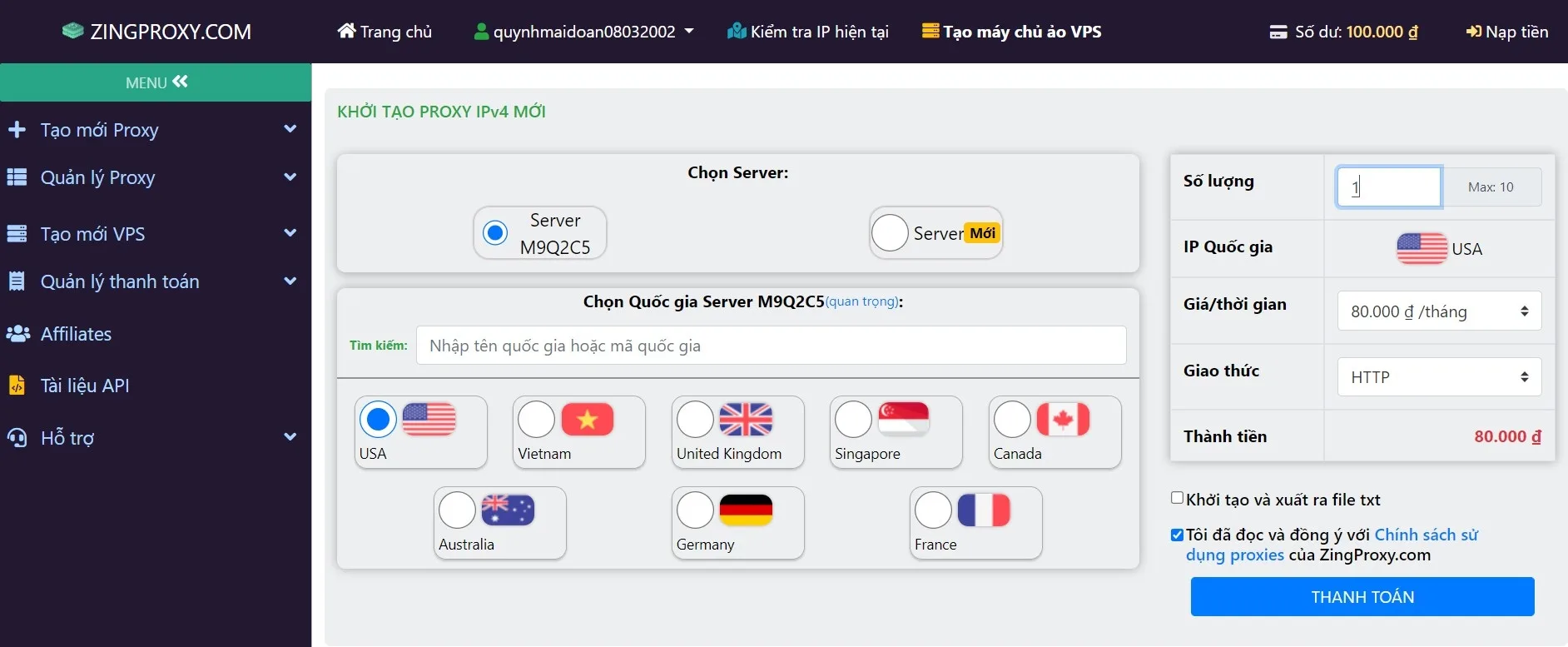 Tạo Proxy