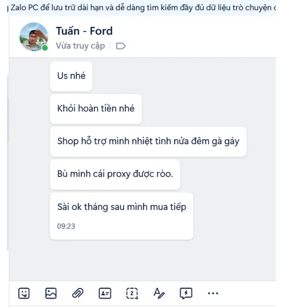 Phản hồi khách hàng 1